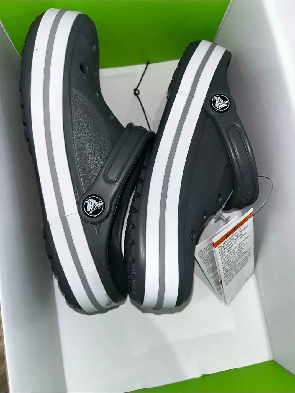 CROCS Kids' Grey and White Crocband Clog